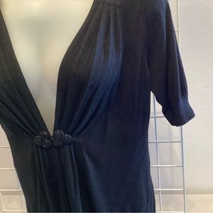Black Silk Beaded Cardigan Sweater